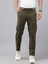 Men's Olive Cotton Caribbean Slim Fit Solid 5 Pocket Cross Pocket Trouser